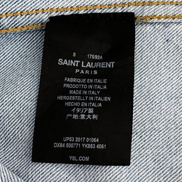 Saint Laurent Paris Light Wash Denim Jacket With Button Closures & Dual Chest Po - Picture 8 of 8